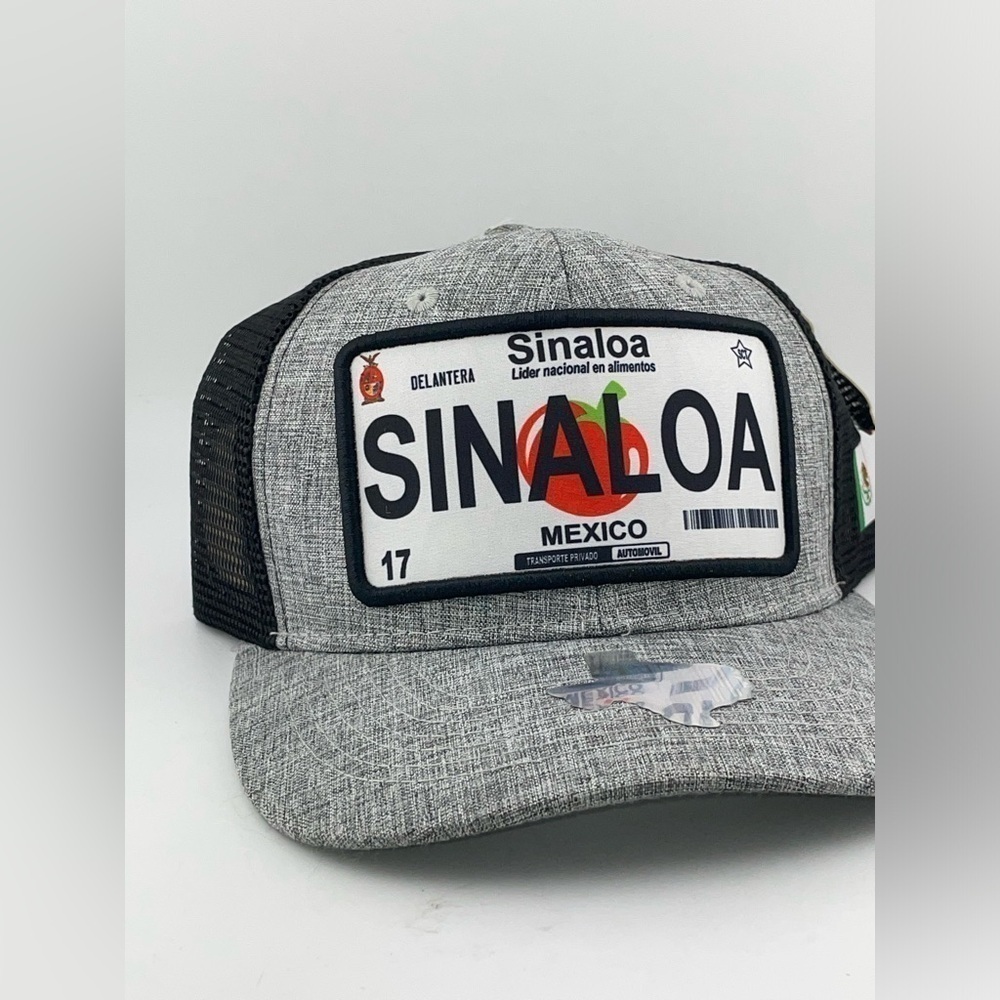 Sinaloa License Plate (Gray Embroidered Cap) - Mexico Caps, Mexican Code Of Arms - Picture 3 of 4